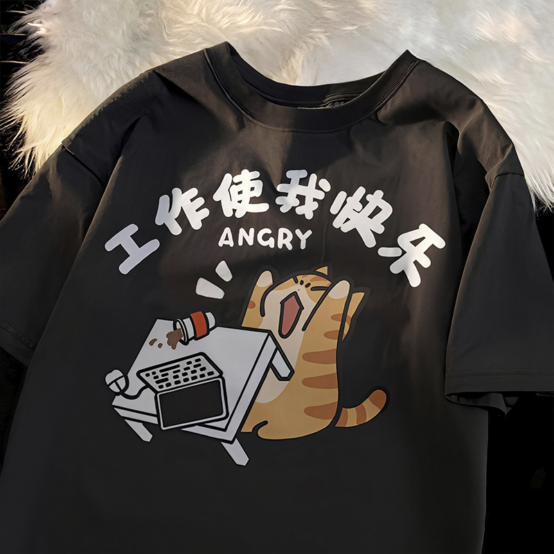 t-shirt, t-shirt en coton, t-shirt ample, t-shirt avec imprimé chat