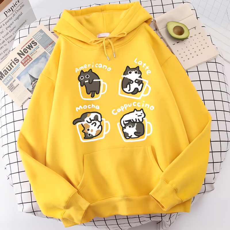 sweat à capuche homme, sweat à capuche imprimé chat