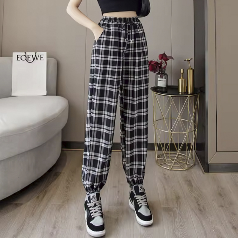 pantalon à carreaux, pantalon femme à carreaux, pantalon ample